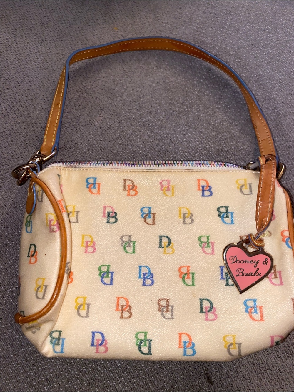 Dooney & Bourke Cream Multicolor Logo Mini Shoulder Bag